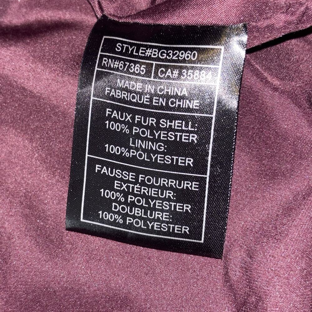 BB Dakota Merrill Faux Fur Jacket Button Burgundy Women's Size Medium - Picture 3 of 7